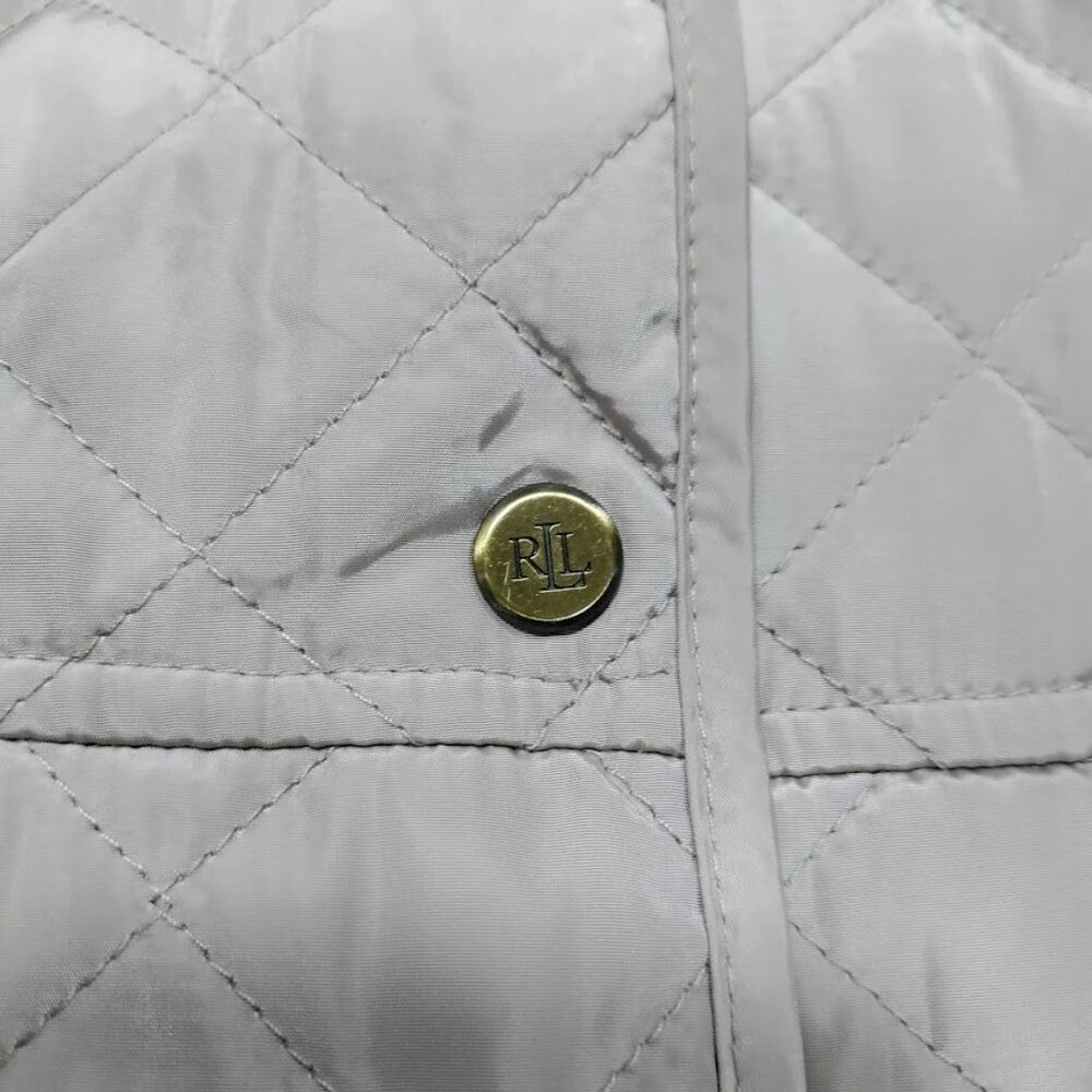 Lauren Ralph Lauren Womens Petite Large Snap Button Quilted Utility Jacket Beige - Picture 9 of 13